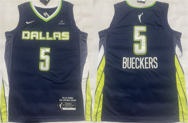 Men's Dallas Wings #5 Paige Bueckers Navy Stitched Basketball Jersey